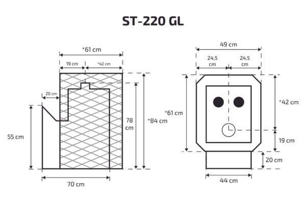Pirts krāsns Skamet ST-220-GL (16-25 m³ ar kamīna izmēra durtiņām) - Image 3