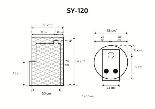 Pirts krāsns Skamet SY-120-GL ar apaļu režģa korpusu (16-25 m³) - Image 2