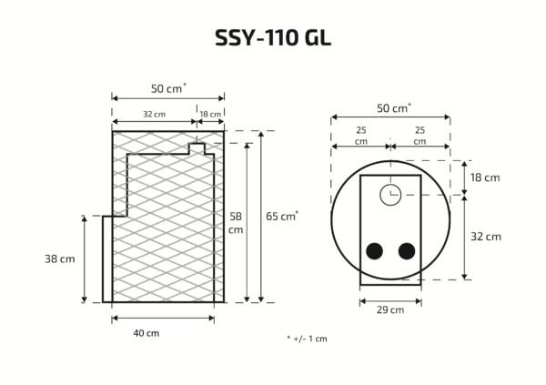 Pirts krāsns Skamet SSY-110-GL ar apaļu režģa korpusu (5-12 m³) - Image 2