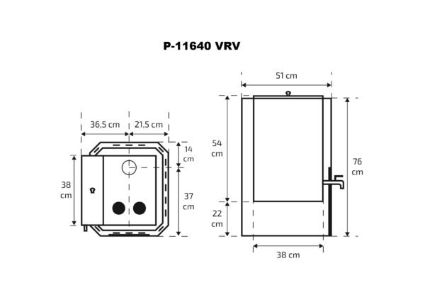 Pirts krāsns Skamet P-11640-GL (8-18m³) ar ūdens tvertni - Image 2