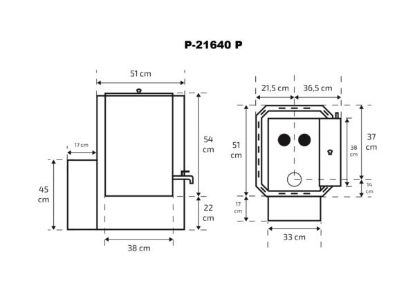 Pirts krāsns Skamet P-21640-GL (8-18m³) ar ūdens tvertni - Image 3