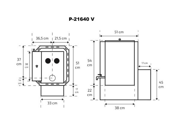 Pirts krāsns Skamet P-21640-GL (8-18m³) ar ūdens tvertni - Image 2