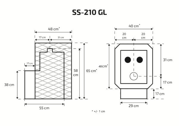 Pirts krāsns Skamet SS-210GL ar kvadrātveida režģa korpusu (5-12 m³) - Image 2