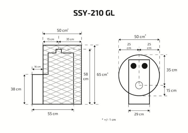 Pirts krāsns Skamet SSY-210GL ar apaļu režģa korpusu (5-12 m³) - Image 2