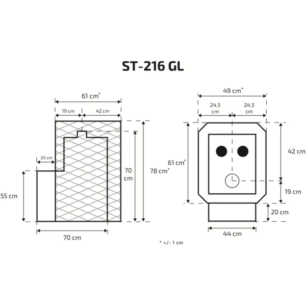 Pirts krāsns Skamet ST-216-GL (8-18 m³ ar kamīna izmēra durtiņām) - Image 3