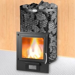 Pirts krāsns Skamet STY-216-GL ar kamīna izmēra durvīm (8-18 m³)