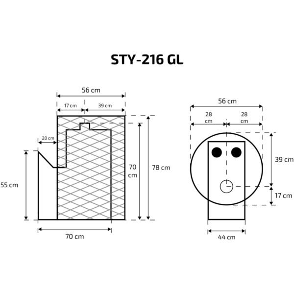 Pirts krāsns Skamet STY-216-GL ar kamīna izmēra durvīm (8-18 m³) - Image 3